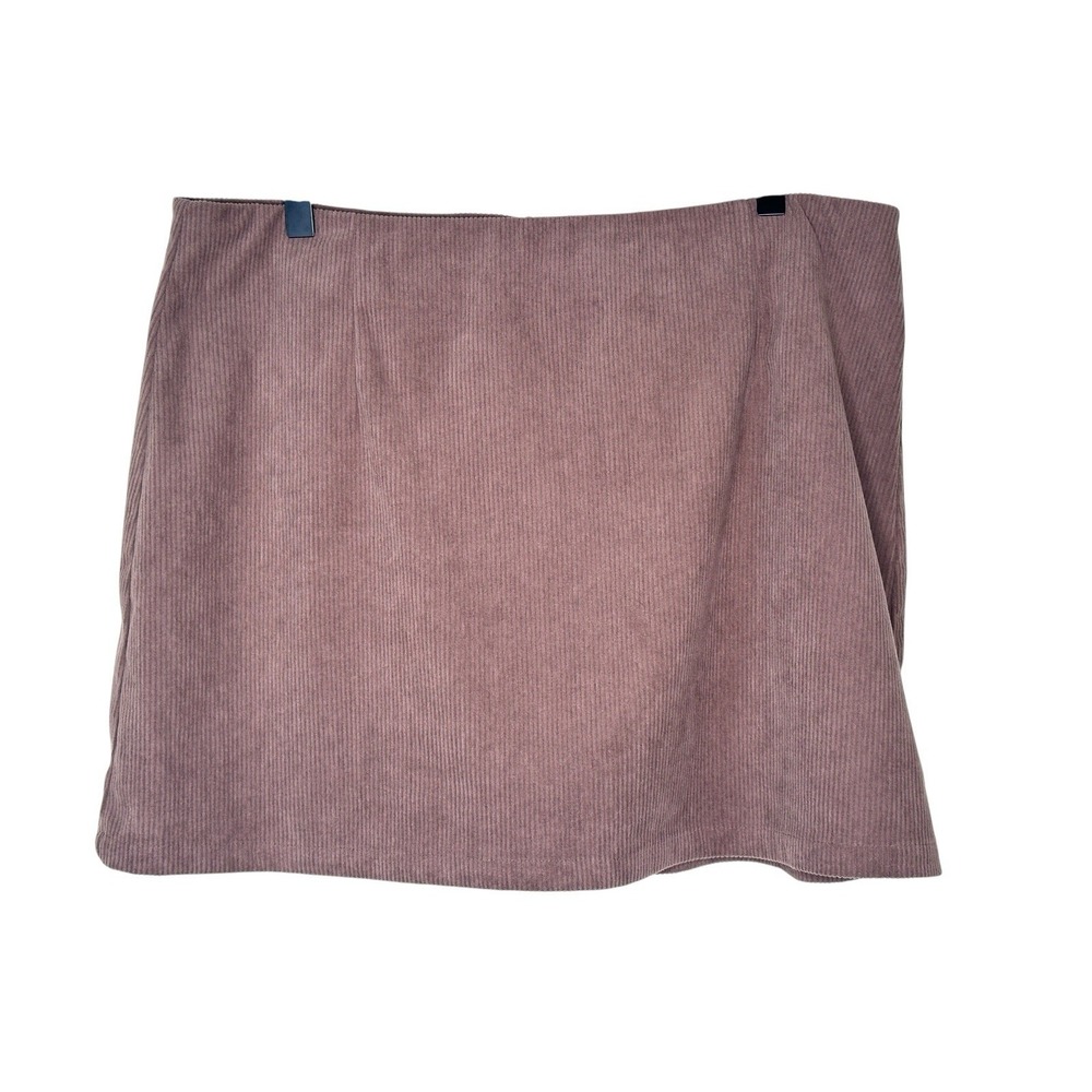 NEW HALARA High Waisted Cocoa Brown  A Line Mini Corduroy Skirt Skort XL X-LARGE - Picture 5 of 9